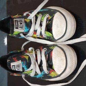Little boys size 12, Converse All Star shoes, black with dinosaurs